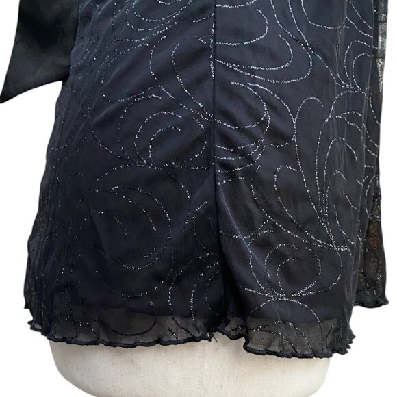 Y2K Babydoll Sheer Mesh Whimsigoth Tank Top Black Shimmer Dark Fairy Grunge-M - Picture 10 of 16